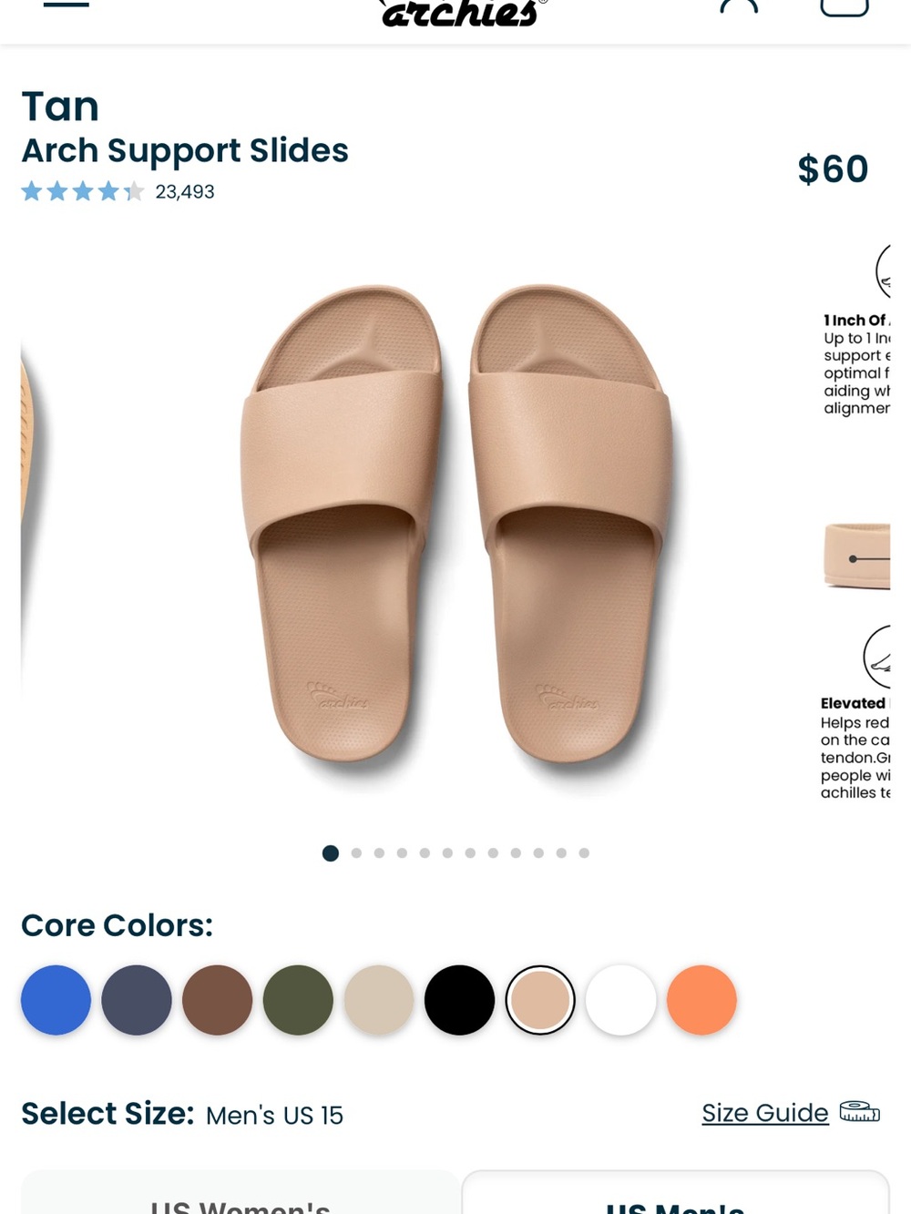 Archies Women's Tan Slide Sandals — Cushioned Arch Support